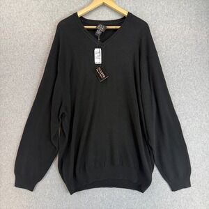 Jos A Bank Black V Neck Sweater Mens Size XXL Knit 100% Pima Cotton Pullover NWT